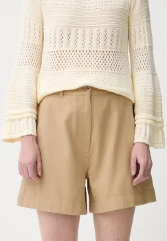 Filippa K pantaloni scurti din bumbac culoarea verde, neted, high waist, 31423.FK imagine