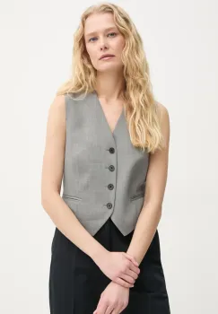 Filippa K vesta din amestec de lana culoarea gri, un singur rand de nasturi, 31567 imagine