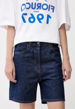 Fiorucci pantaloni scurti din denim Deep Blue Denim Shorts culoarea bleumarin, uni, high waist, W02SMDSH316DN01DN11 imagine