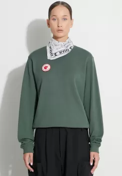 Fjallraven hanorac de bumbac 1960 Logo femei, culoarea verde, cu imprimeu imagine