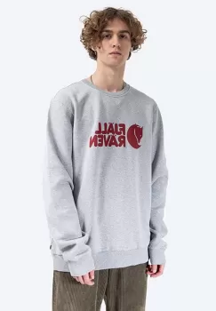 Fjallraven hanorac de bumbac Logo Sweater barbati, culoarea gri, cu imprimeu F84142-345 imagine