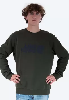 Fjallraven hanorac de bumbac Logo Sweater barbati, culoarea verde, cu imprimeu F84142-345 imagine