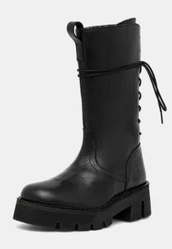 Fly London cizme de piele BERF160FLY culoarea negru, cu toc plat, P211160000 imagine