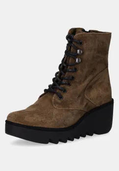 Fly London cizme din piele intoarsa BIRR534FLY culoarea maro, toc pana, P501534009 imagine