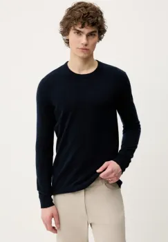 FROM FUTURE pulover de casmir barbati, culoarea albastru marin, light, MPR00051 imagine