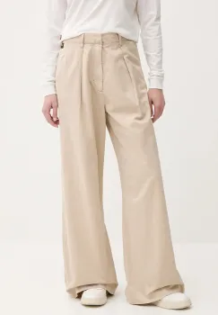 G-Star pantaloni din amestec de in culoarea bej, lat, high waist, D26435-D910 imagine