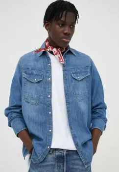 G-Star Raw camasa jeans barbati, cu guler clasic, slim imagine