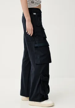 G-Star Raw pantaloni din lana femei, culoarea bleumarin, fason cargo, high waist, D26034-D401 imagine