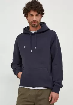 Gant bluza barbati, culoarea albastru marin, cu gluga, neted imagine