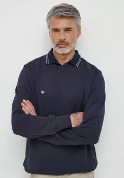 Gant bluza barbati, culoarea albastru marin, cu imprimeu imagine