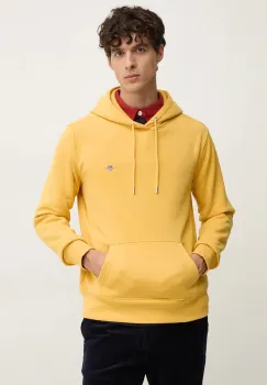 Gant bluza barbati, culoarea galben, cu gluga, neted imagine