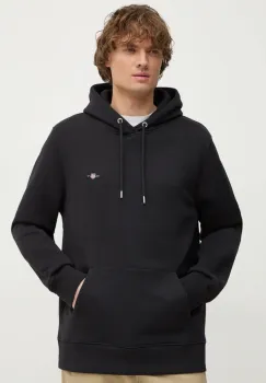 Gant bluza barbati, culoarea negru, cu gluga, neted imagine