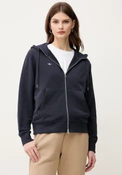 Gant bluza femei, culoarea albastru marin, cu gluga, neted, 4201412 imagine