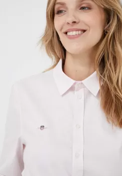 Gant camasa femei, culoarea roz, cu guler clasic, regular imagine