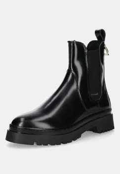 Gant ghete chelsea de piele Aligrey culoarea negru, cu toc plat, 31551158 imagine