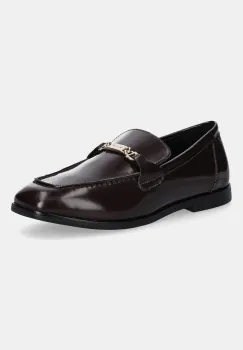 Gant mocasini de piele Gimble culoarea bordo, cu toc plat, 31571125 imagine