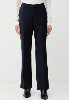 Gant pantaloni culoarea bleumarin, drept, high waist, 4150334 imagine