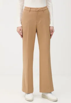 Gant pantaloni culoarea maro, drept, high waist, 4150334 imagine