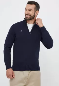 Gant pulover de bumbac culoarea albastru marin imagine