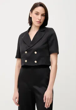 Gaudi blazer din amestec de in culoarea negru, cu doua randuri de nasturi, uni, 511FD35006 imagine