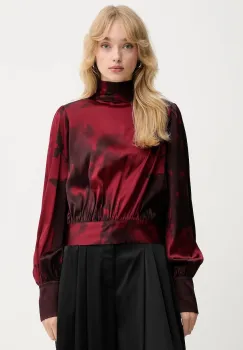 Gestuz bluza culoarea bordo, cu imprimeu, 10910632 imagine