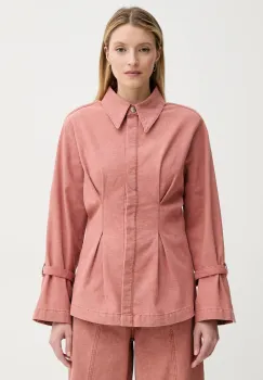 Gestuz camasa femei, culoarea portocaliu, cu guler clasic, slim, 10909937 imagine