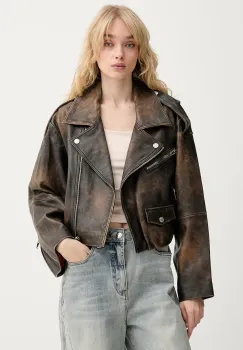 Gestuz geaca de biker pentru femei, din piele GZdiana imagine