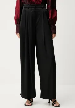 Gestuz pantaloni culoarea negru, lat, high waist, 10910805 imagine