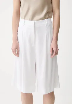 Gestuz pantaloni scurti din amestec de in culoarea alb, uni, high waist, 10910281 imagine