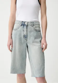 Gestuz pantaloni scurti din denim uni, high waist, 10910165 imagine