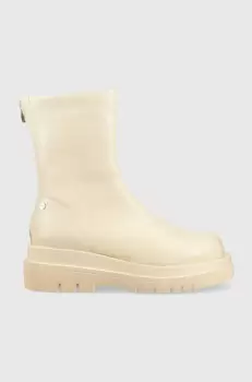 GOE botine femei, culoarea bej, cu toc plat, izolare usoara imagine