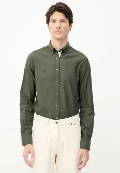Hackett London camasa din bumbac culoarea verde, cu guler button-down, slim, HM3010413 imagine