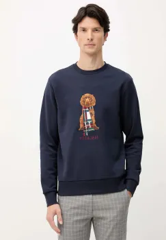 Hackett London hanorac de bumbac culoarea bleumarin, cu imprimeu, HM5800015 imagine