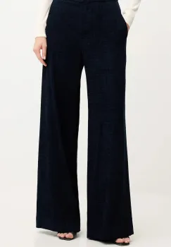 Haveone pantaloni culoarea bleumarin, lat, high waist, PCB-P033 imagine