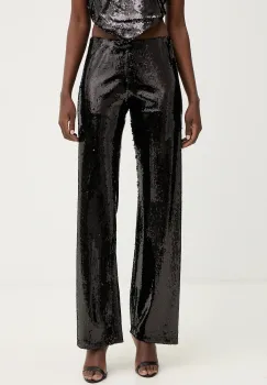 Haveone pantaloni culoarea negru, lat, high waist, PGE-P259 imagine