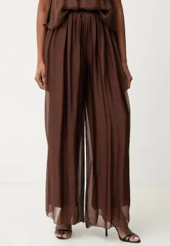 Haveone pantaloni palazzo pentru femei, cu amestec de matase imagine