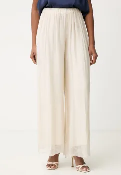Haveone pantaloni palazzo pentru femei, cu amestec de matase imagine