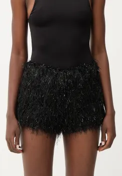 Haveone pantaloni scurti culoarea negru, uni, medium waist, PGE-P255 imagine