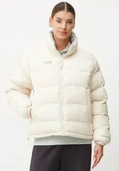 Helly Hansen geaca cu doua fete femei, culoarea bej, de iarna, oversize imagine