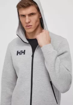 Helly Hansen hanorac Hydropower Ocean 2.0 culoarea gri, cu gluga, cu imprimeu imagine