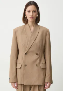 Herskind sacou Laila culoarea maro, cu doua randuri de nasturi, neted, 5411177 imagine