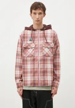 ICECREAM camasa din lana Hooded Flannel Zip Through culoarea maro, relaxed, IC24435 imagine