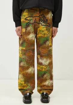 ICECREAM pantaloni de bumbac Running Dog Cargo Pant culoarea verde, drept, IC24430 imagine