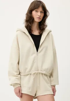 IRO hanorac de bumbac culoarea bej, cu gluga, uni, WF14ORITTA imagine