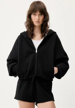 IRO hanorac de bumbac culoarea negru, cu gluga, uni, WF14ORITTA imagine