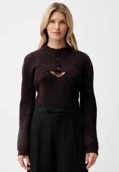 ISABELLE BLANCHE cardigan din amestec de lana culoarea maro, IS25FW-M123-F005-MOD imagine