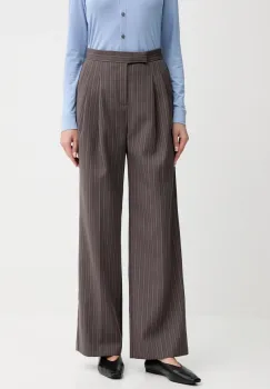 ISABELLE BLANCHE pantaloni din lana culoarea maro, lat, high waist, IS25FW-P044-T003 imagine