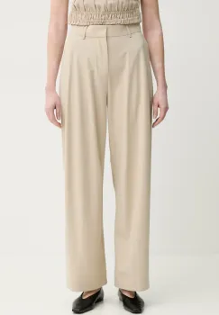 ISABELLE BLANCHE pantaloni femei, culoarea bej, lat, high waist, IS25SS-P024-T003 imagine