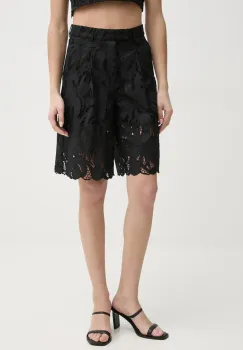 ISABELLE BLANCHE pantaloni scurti femei, culoarea negru, neted, high waist, IS25SS-P101-T020 imagine