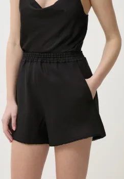 Ivy Oak pantaloni scurti din in culoarea negru, neted, high waist, IO115201 imagine